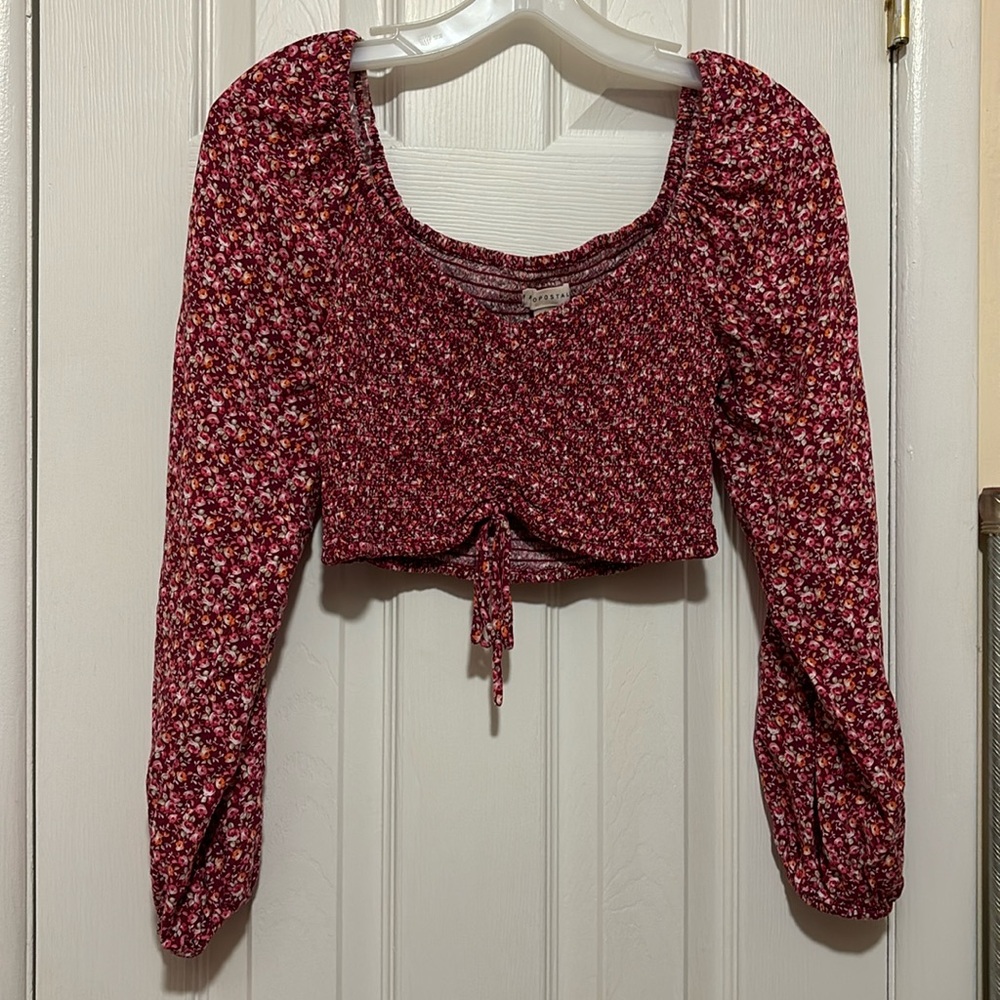 Aeropostale Floral Cropped Long Sleeve Top
